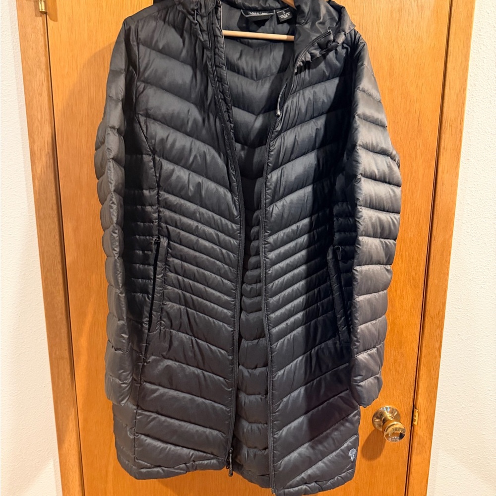 Mountain Hardwear Women’s Jacket Q. Shield 800 Down Long Hooded Puffer XL Black